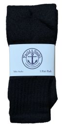 300 Bulk Yacht & Smith Kids 17 Inch Cotton Tube Socks Solid Black Size 6-8