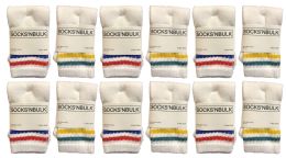 1200 Bulk Yacht & Smith Kids Cotton Tube Socks White With Stripes Size 4-6 Bulk Pack
