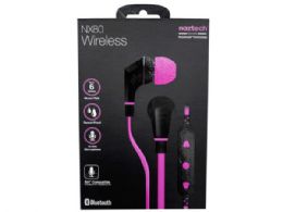 24 Bulk Naztech Nx80w Bluetooth Wireless Sports Pink And Black Earphones