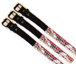 48 Bulk Rose And Skull Pyramid Studded Belts In Assorted Size