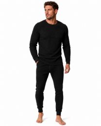 12 Bulk Yacht And Smith Men's Thermal Underwear Set In Black Size Medium