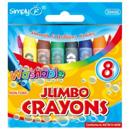 96 Bulk 8 Colors Washable Jumbo Crayon