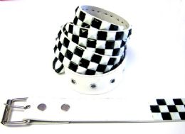 48 Bulk Pyramid Studded White And Black Belts