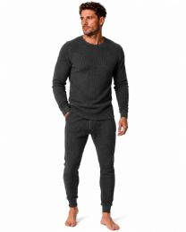 12 Bulk Yacht & Smith Mens Cotton Heavy Weight Waffle Texture Thermal Underwear Set Gray Size L