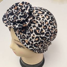 24 Bulk Women Turban Hat African Flower Knot Pre Tied Bonnet