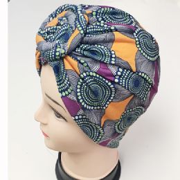 24 Bulk Women Turban Hat African Flower Knot Pre Tied Bonnet