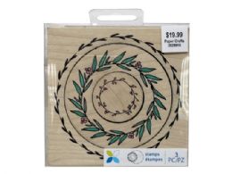 120 Bulk Momenta 4 In X 4 In 3 Piece Wooden Wreath Stamp Set