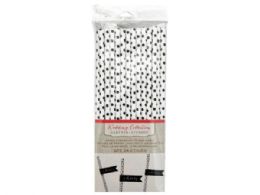144 Bulk Black Dots With Cheers Flags Paper Straws 24 Count