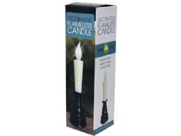 24 Bulk BatterY-Operated Push Action Led FakE-Flame Taper Candle And Base