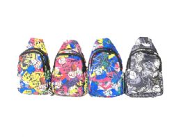 12 Bulk Multipurpose Crossbody Shoulder Bag For Men And Women Skull Print