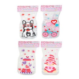 96 Bulk Loot Bag Cello 15ct Valentine 9x5in Shaped 4ast/24pc Mdsg Strip Val Pbh