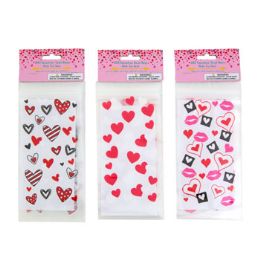 72 Bulk Valentine Treat Bag W/zip Seal 20ct 3.5 X 6.6in 3ast Pbh