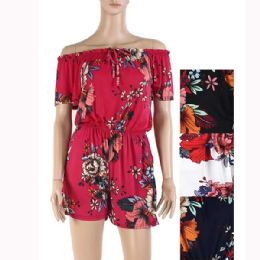 12 Bulk Women's Summer Short Sleeve Floral Jumpsuit Rompers