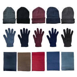 84 Bulk Yacht & Smith Unisex 3 Piece Winter Set Hat, Gloves & Scarf In Assorted Colors