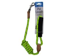 24 Bulk 46 In Nylon Dog Walking Leash With Leather Accents