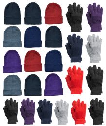 12 Bulk Yacht & Smith Unisex Assorted Colored Winter Hat & Glove Set