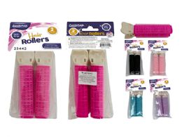 96 Bulk Hair Roller Cling 6pc/set 40mm Pink, Blue, Purple, Red