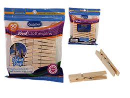 72 Bulk 50 Piece Cloth Pegs Brown Wood