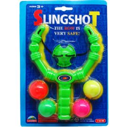 72 Bulk 7.25" Slingshot W/ 4pc Balls On Blister Card, 4 Assrt