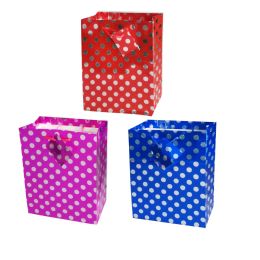 144 Bulk 32x26x10cm Cm Polka Dot Gift Bag