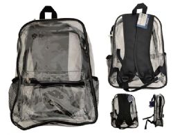 24 Bulk Clear Backpack With Front Pocket And 2 Mesh Pockets