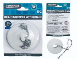 144 Bulk White Rubber Drain Stopper With Chain