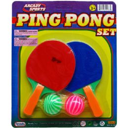 72 Bulk 5.5" Mini Ping Pong Club Play Set On Blister Card