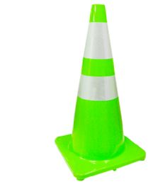 5 Bulk 28in Safety Cones Green Pvc W Two Reflec