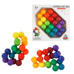 24 Bulk Fidget Toy Playable Art Ball 20pc Colorful Balls In Window Box