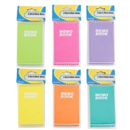 48 Bulk Memo Book 3pk 60 Sht 6ast Color Stop Spiral Bound Stat Pbh