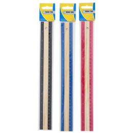 72 Bulk Ruler Wood 3 Ast Colors Black/pink/blue Stat Pbh