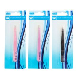 36 Bulk Tweezer W/eyebrow Comb Combo Stainless Steel Hba/blister