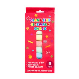 48 Bulk Chalk Sidewalk Jumbo 9ct 4inl 6color/3white Printed Window Box