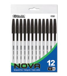 144 Bulk 12pc Black Nova Black Color Stick Pen