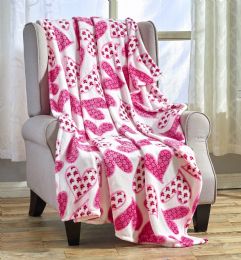 12 Bulk Heart Ultra Plush Throw Blanket Valentine's Day Home Decor