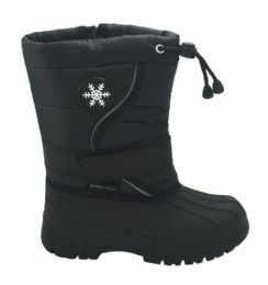 12 Bulk Kids Warm Insulated Winter Boot In Black