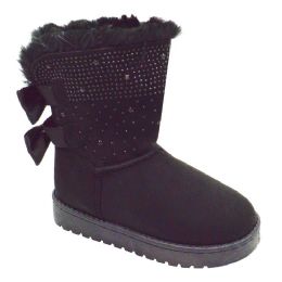 12 Bulk Girls Toddler Little Kid Warm Fur Winter Ankle Boot In Black