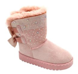 12 Bulk Girls Toddler Little Kid Warm Fur Winter Ankle Boot In Pink