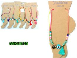96 Bulk Evil Eye Beaded Shell Anklet