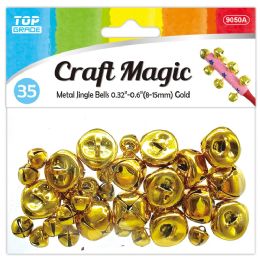12 Bulk Metal Jingle Bell 12/240s 32ct Assorted Sizes 8mM-15mm Gold