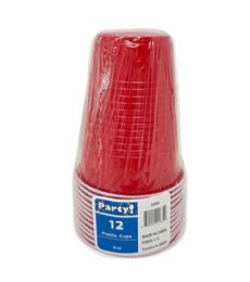 24 Bulk 12pc 16oz Red Bi Color Plast Cup