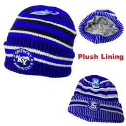 24 Bulk Knitted PlusH-Lined Varsity Cuffed Hat [seal] Kentucky