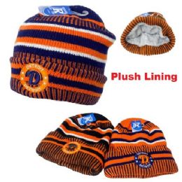 24 Bulk Knitted PlusH-Lined Varsity Cuffed Hat [seal] Detroit