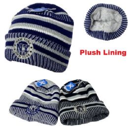 12 Bulk Knitted PlusH-Lined Varsity Cuffed Hat [seal] New York