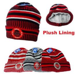 24 Bulk Knitted PlusH-Lined Varsity Cuffed Hat [seal] Ohio