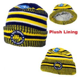24 Bulk Knitted PlusH-Lined Varsity Cuffed Hat [seal] West Virginia