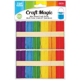 48 Bulk Colored Wooden Stick 6x0.8cm 100-Piece