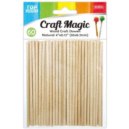 48 Bulk Dowels 10x0.31cm 60-Piece Natural