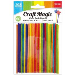 48 Bulk Dowels 10x0.31cm 60-Piece Colored