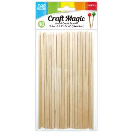 48 Bulk Dowels 15x0.4cm 40-Piece Natural
